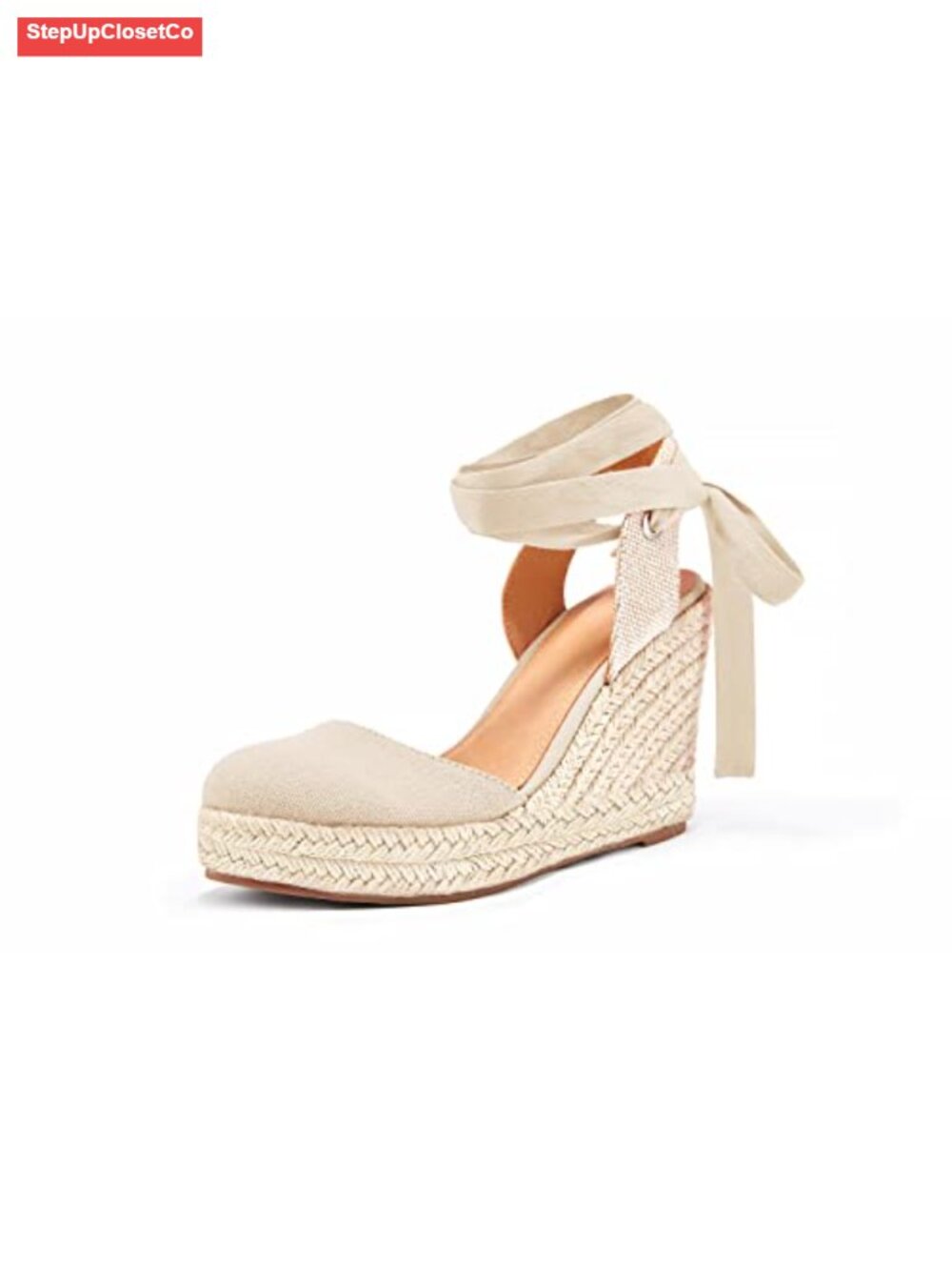 Women's Espadrille Wedge Sandals Closed Toe Lace Up Platform Ankle Wrap